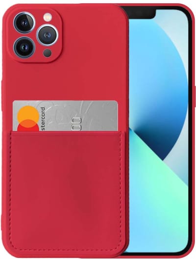 Smartphonica iPhone 13 Pro siliconen hoesje met pashouder en zachte binnenkant - Rood geschikt voor iPhone 13 Pro