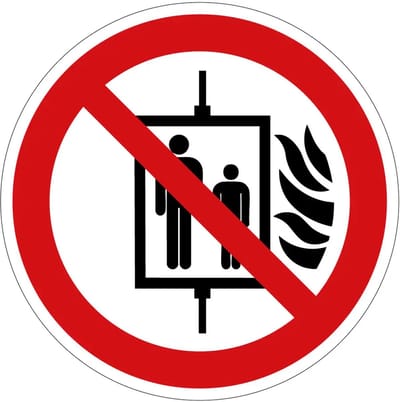 Lift niet gebruiken bij brand verbodsbord - P020 | gecoat dibond materiaal | 10 cm