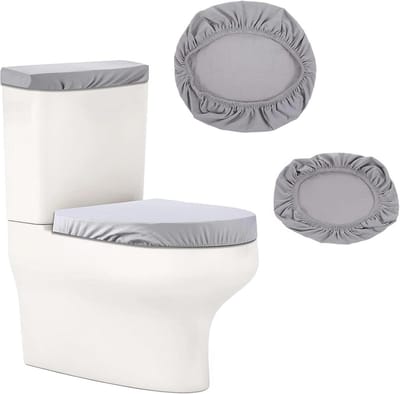 Toiletdekselhoes - WC overtrek - Badkamer verfraaien - Elastisch aanpasbaar - Universeel - Donkergrijs
