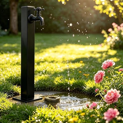 Buitenwaterkolom - Kraanpaal Tuin - Tuin Bewateren - Vorstbestendig Ontwerp - 95cm Hoog - Zwart