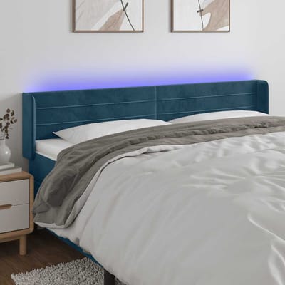 vidaXL - Hoofdbord - LED - 163x16x78/88 - cm - fluweel - donkerblauw