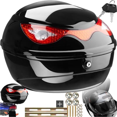 tectake® 22 Liter Motorkoffer - Bagagekoffer voor Scooter, Motor, Brommer, Quad, ATV - Inclusief Veiligheidsslot, Bevestigingskit en 2 Sleutels