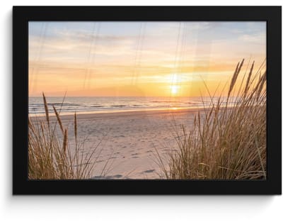 Poster in lijst - Fotolijst 30x20 cm - Posters - Zonsondergang - Duinen - Zee - Posterlijst zwart - Decoratie - Wanddecoratie woonkamer - Muurdecoratie slaapkamer
