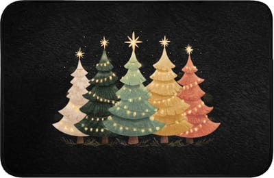 Badmat 60x40 cm - Antislip - Kerstbomen - Kleurrijk - Lichtjes - Ster - Badmatten voor badkamer - Badkamermat - Douchemat - Badkamer mat