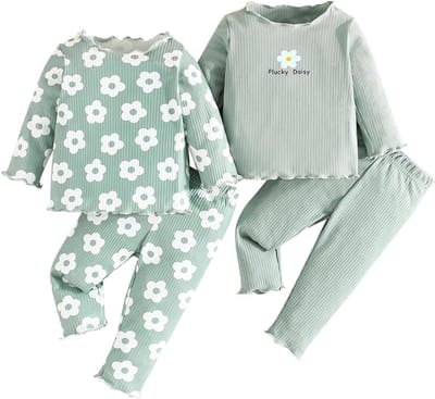 4-Delige Set Meisjes: T-shirt en Lange Broek voor Lente, Zomer en Herfst