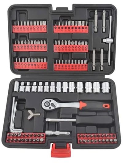 130-delige bit- en dopsleutelset met 1/4" 72-tanden ratel en schroevendraaier voor doe-het-zelf, huishouden, auto en fiets reparaties