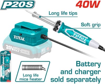 Total Tools Soldeerbout - Lithium ion 20V - 40W - 3-5min voorverwarmen - Losse body