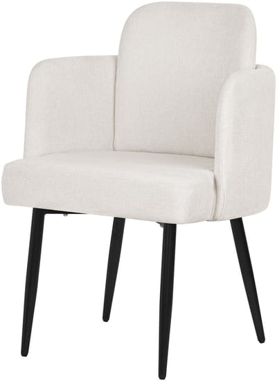 Eetkamerstoel met rugleuning & armleuning Beige met metalen poten tot 120 kg ML design