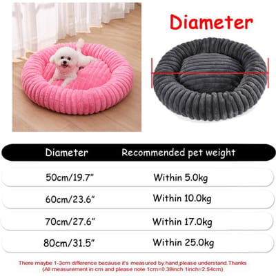 40-90cm 6 Maten Rond Huisdierbed Voor Grote Hond Super Zacht Kattenbed Pluche Hondenhuis Voor Middelgrote Hond Winter Warm Slapen (as the picture,50cm)