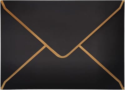 50 Luxe Zwarte A7 Enveloppen 18,5x13,5cm met Gouden Rand voor Uitnodigingen