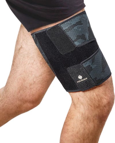 Mövibrace - Bovenbeen bandage - Bovenbeenbrace - Verstelbaar - Bij spierblessure en overbelasting - Unisex - Zwart/Camouflage