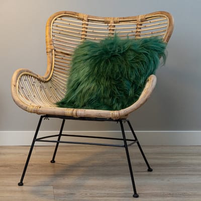 WOOOL Schapenvacht Kussen - IJslands Groen (40x40cm) 100% Echt - Eenzijdig - Zacht & Comfortabel