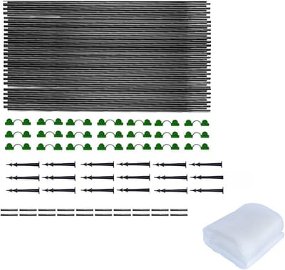 Tuinhoepels Set - Plant Ondersteuning - Planten Beschermen - Buigzaam Fiberglas - 30 Stuks - Zwart
