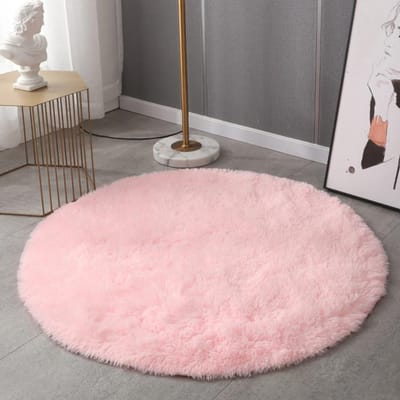 Tapis rond en peluche pour salon, antidérapant, moelleux, doux, de grande surface, épais, décoratif, pour chambre à coucher, pour salon, chambre d'enfant Round 80cm