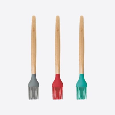 Dotz borstel met beuken handvat rood; grijs of aquablauw 27cm