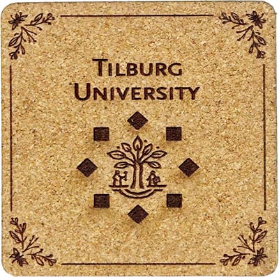 Kurken Onderzetter Tilburg University - Glazen Onderzetters - Gegraveerd - Tilburg University
