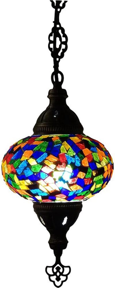 Turkse Lamp - Hanglamp - Mozaïek Lamp - 1 stuk - Multicolour en handgemaakt