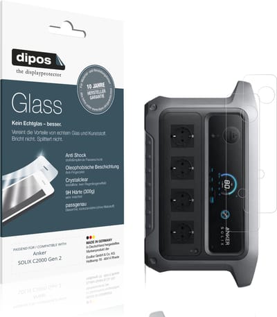 dipos – 2x Pantserfolie geschikt voor Anker SOLIX C2000 Gen 2 | 9H Screenprotector