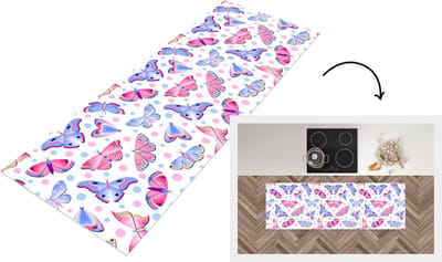 Keukenloper - Loper keuken - Vlinders - Stippen - Patronen - 150x50 cm - Keukenloper vinyl