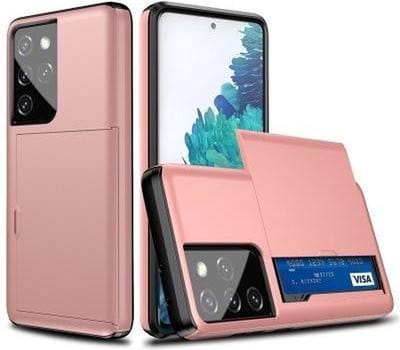 Hoesje geschikt voor Samsung Galaxy S20 Plus - Backcover - Hardcase - Pasjeshouder - Portemonnee - Shockproof - TPU - Rose Goud