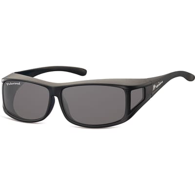 Montana Rechthoek Unisex Mat Zwart Rook Gepolariseerd FO5 Fit Over Bril Zonnebril