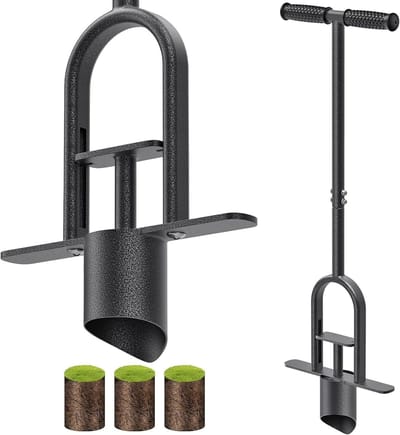SnelShoppen - Long Handle Grass Plugger - Heavy Duty Stalen Grasplugger met Zachte Rubber Handgreep voor Grasonderhoud, Bloembollen, Zaaien en Overpla