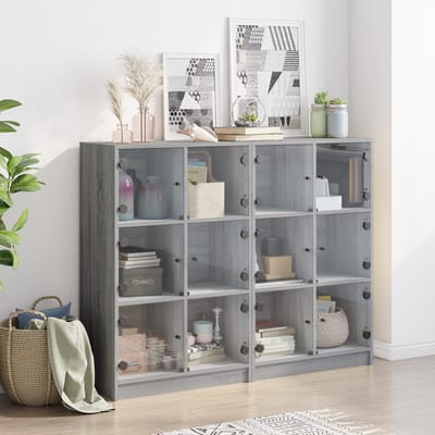 vidaXL - Boekenkast - met - deuren - 136x37x109 - cm - hout - grijs - sonoma - eiken