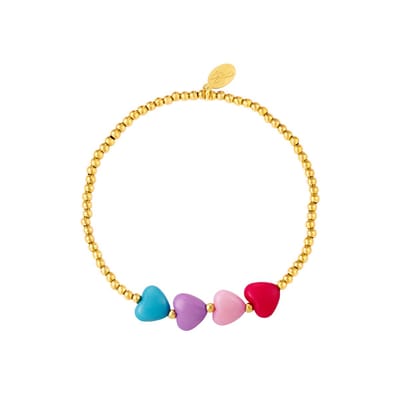 Armband Kleurrijke Hartjes | Goud