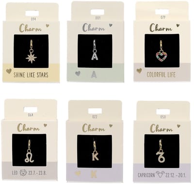 Depesche charm hanger goud letter I met zirkonia voor kinderen.