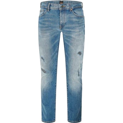 Boss Heren Versleten 5 Zakjes Slim Jeans (Marineblauw)