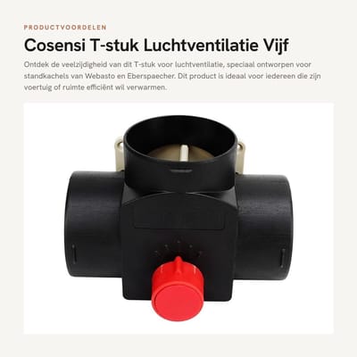 Dailygoods- T-stuk 75 Mm - Vijf Ventilatiekanalen - Luchtventilatie - Webasto/Eberspaecher - Schokbestendig - Erosiebestendig - Luchtinlaatstuk