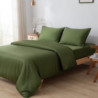 Bamboe dekbedovertrek Deep Moss donkergroen 140x200 cm – zacht, ademend & duurzaam | Boomba Bamboo®
