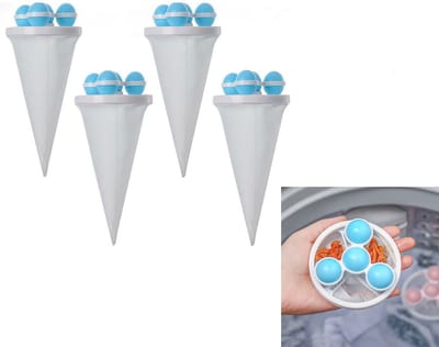4-Stuks Wasmachinehaarverwijderaar - Wasmachinefilterzak - Drijvend pluizenfilter - Haarverzamelaar - Waspluizenzak - Herbruikbaar - Geschikt voor het reinigen van kleding， knuffels en autostoelkussens - Blauw