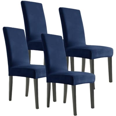 Eenvoudige Effen Velours Stof 4 stuks Stoelhoes Superzachte Stoelhoezen voor Eetkamer Stoelhoezen Stretch voor Banket Herfst Winter Four Piece