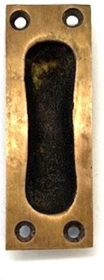 Schuifdeurgreep Messing Antiek 75x25mm
