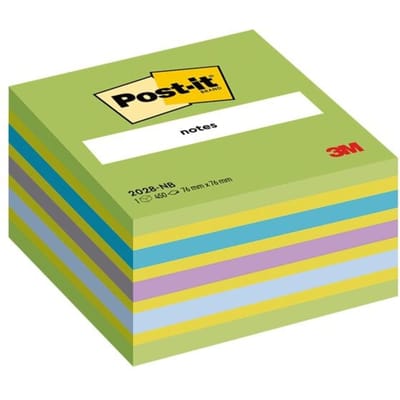 Post-it® Notes, Kubus, Neon Blauw/Groen, 76 x 76 mm, 450 Blaadjes/Kubus