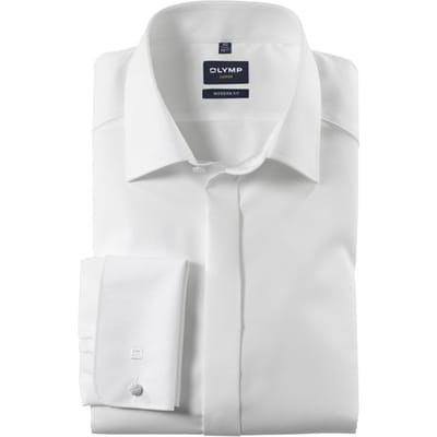 OLYMP Luxor modern fit overhemd - mouwlengte 7 - popeline - beige - Strijkvrij - Boordmaat: 45 (EU maat: XXL)