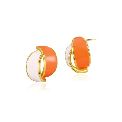 Ariane Oorbellen - Oranje / Goud | 2 x 1,5 cm | Stainless Steel | Fashion Favorite