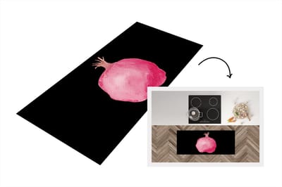 Keukenloper - Loper keuken - Granaatappel - Fruit - Zwart - 120x50 cm - Keukenloper vinyl