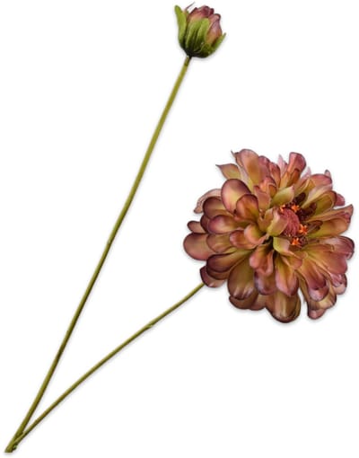Silk-ka Kunstbloem-Zijde Bloemen Kunsttak Zinnia Tak Bordeaux-Geel 62 cm