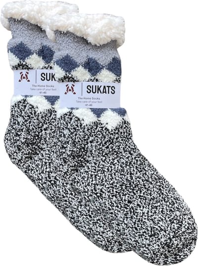 Sukats® Homesocks - Huissokken - Maat 41-46 - Antislip sokken - Fluffy Sokken - Heren Huissokken - Slofsokken - Variant 109 - Meerdere Maten en Varianten - Verwarmde Sokken