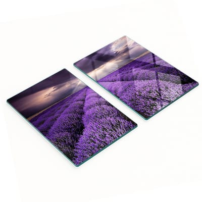 Multifunctionele decoratieve glazen keukenplanken met lavendelmotief, 2x40x52 cm
