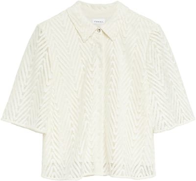 Kantblouse met overhemdkraag en driekwartmouwen dames COMMA