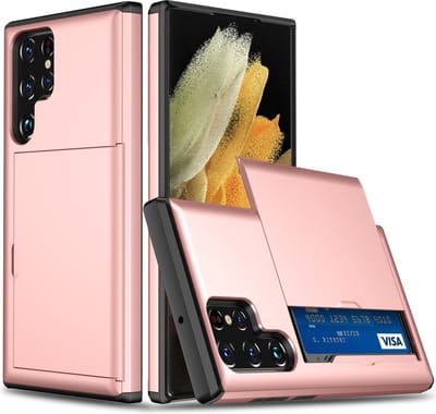 Coverup Hoesje - Geschikt voor Samsung Galaxy S25 Ultra Hoesje - Coverup Hybrid Card Slider Back Cover - Rose Gold