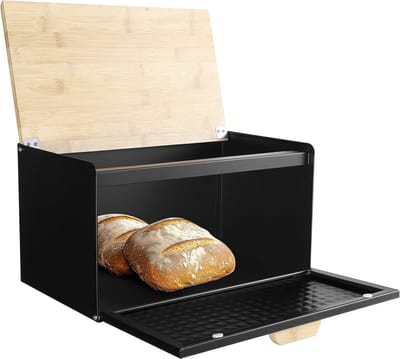 Broodtrommel Met Deksel - Keuken Opberger - Brood Vers Houden - Dubbele Opening - 35.5 x 19.5 x 21.5 cm