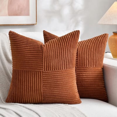 Dailygoods- Kussenhoezen 55 x 55 cm - Set van 2 - Boho/Corduroy - Zacht/Decoratief - Onzichtbare Ritssluiting - Klassiek Patroon met Gekruiste Strepen - Decoratieve Kussens