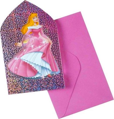 Uitnodiging kinderfeestje - Princess - Uitnodiging feestje Meisje - Uitnodigingskaarten set 6 stuks met enveloppen