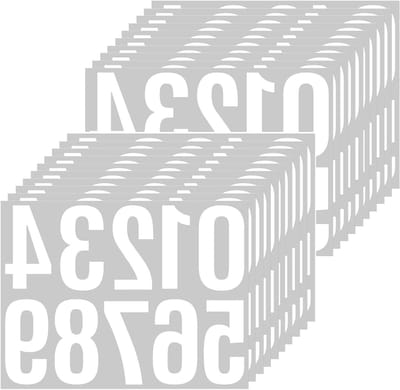Pack van 200 Weerbestendige Vinyl Nummerstickers van 10 cm, Zelfklevende Cijfers 0-9 voor Postdozen, Borden en Huisnummers (Wit)