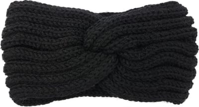 Haarsoires Haarband Twist 10cm – Effen Kleur – Gebreide Stof – Zwart - Zachte Knoop Hoofdband - Haaraccessoire voor Dames & Meisjes