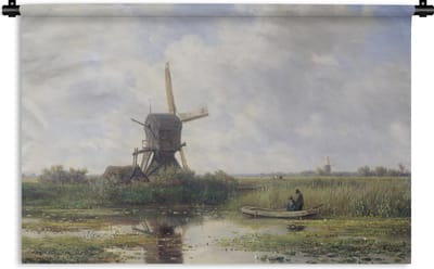 Wandkleed - Wanddoek - Molen - Willem Roelofs - Oude meesters - Kunst - 180x120 cm - Wandtapijt